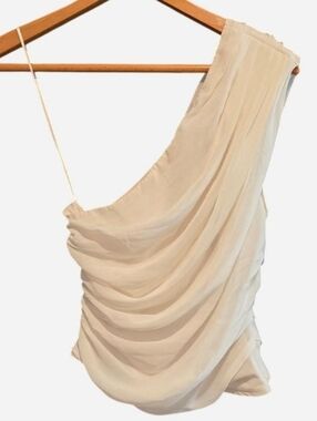 Abercrombie & Fitch One-Shoulder Draped Cream Top
